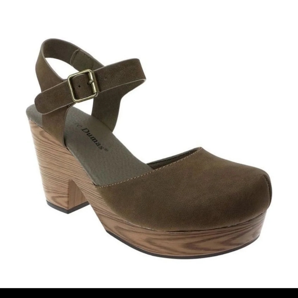 Pierre Dumas Taupe Ankle Strap Clog NIB
